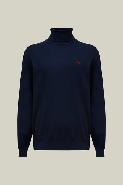 Fine knit turtleneck sweater – Navy