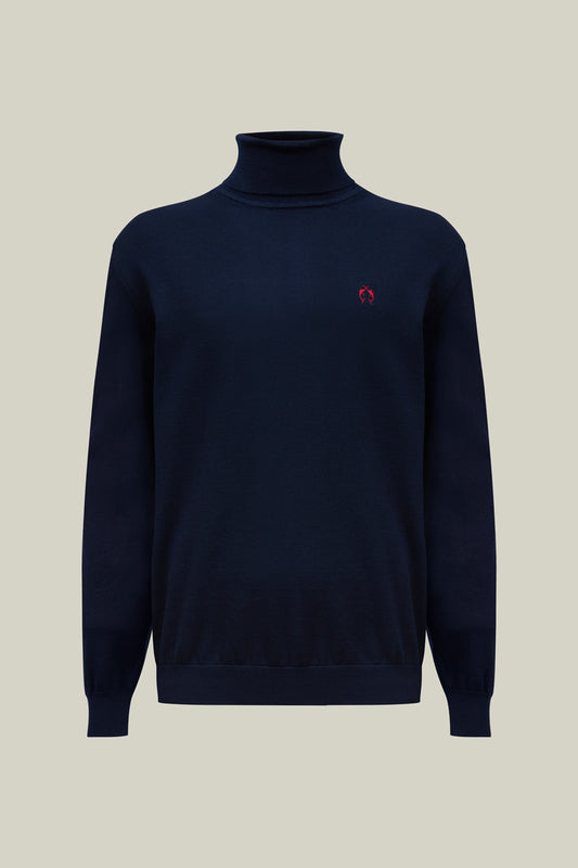 Fine knit turtleneck sweater – Navy