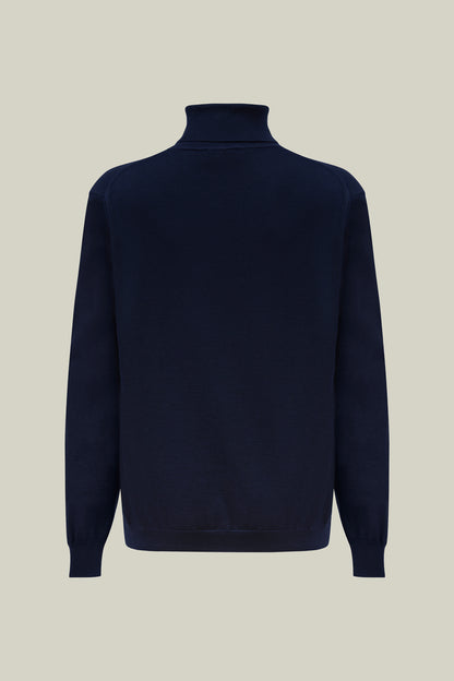 Fine knit turtleneck sweater – Navy