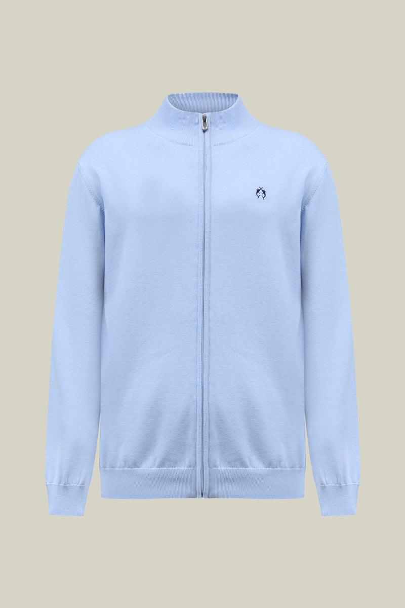 Feinstrick Strickjacke mit Reißverschluss – Blue