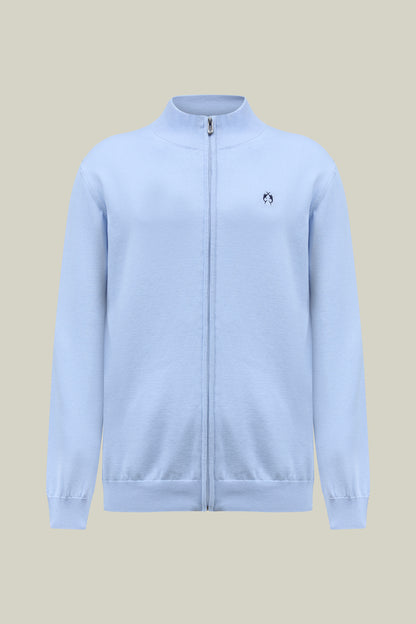 Feinstrick Strickjacke mit Reißverschluss – Blue