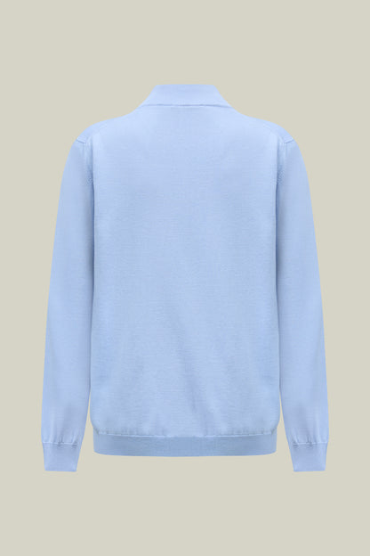 Feinstrick Strickjacke mit Reißverschluss – Blue