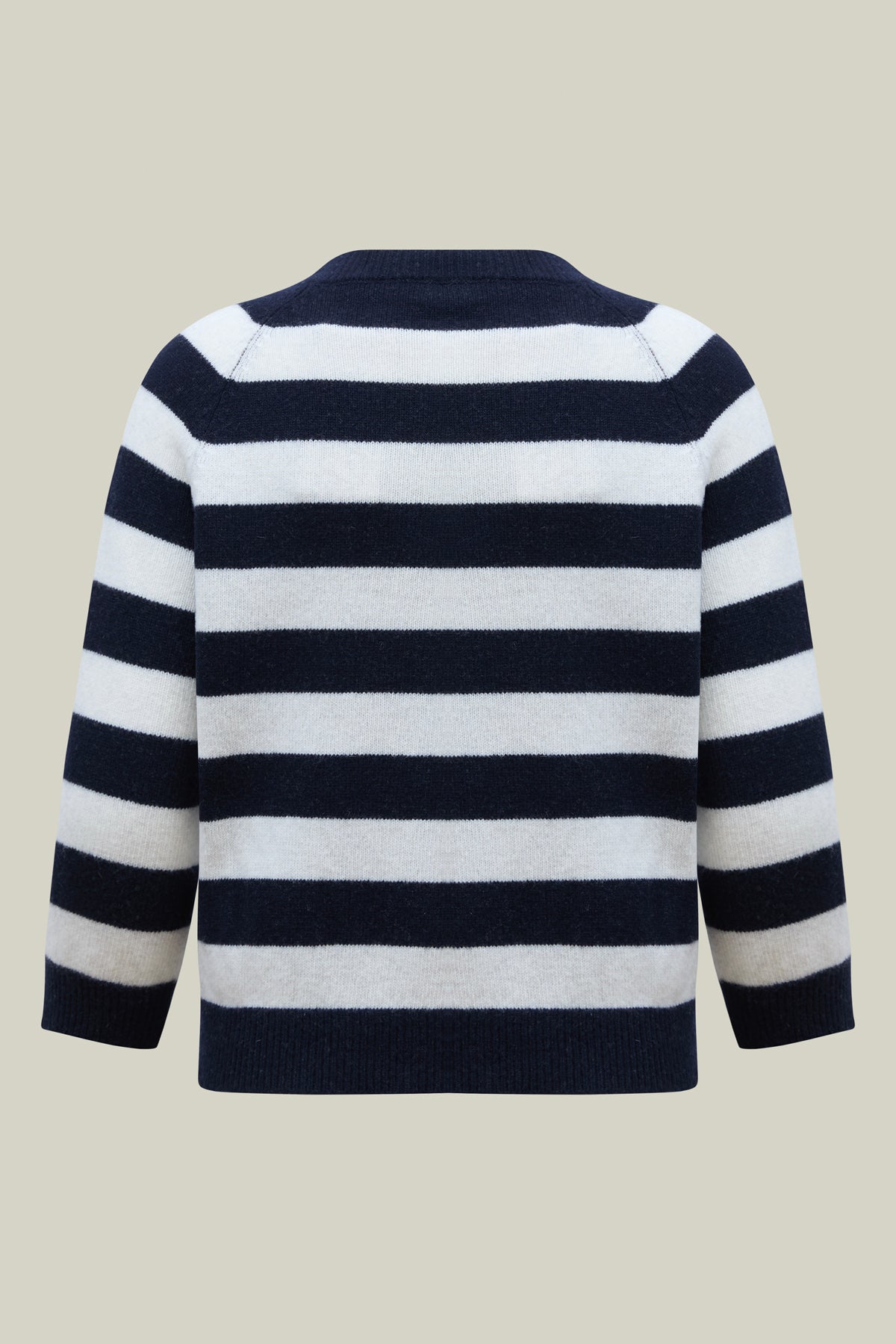 Damen Strickjacke – Navy-White Gestreift