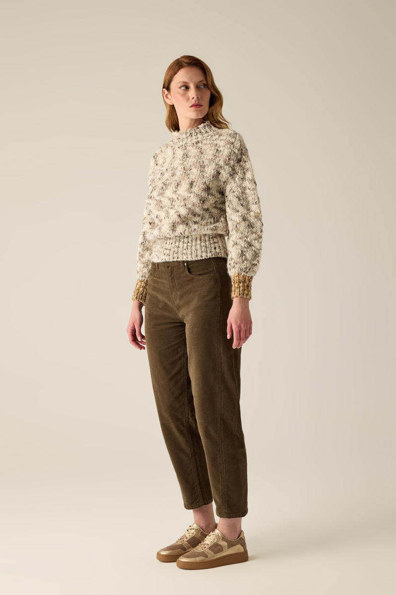 Damen-Strickpullover in Multicolor mit großmaschigem Strick & Kontrastbündchen – modern & elegant.
