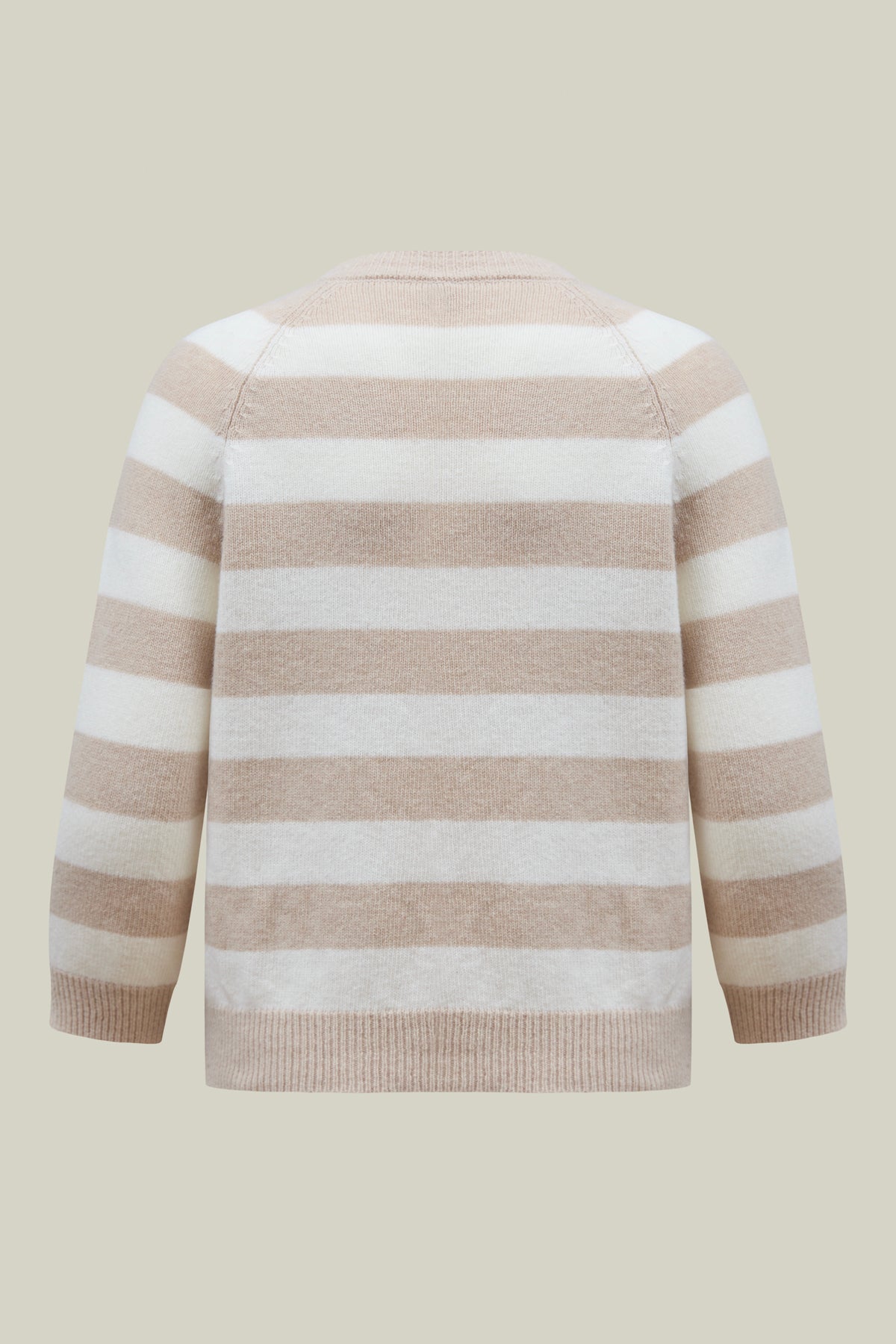 Striped ladies cardigan in beige and white