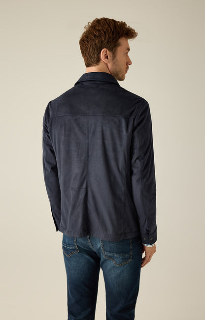 Herren Safarijacke Navy – Veloursleder-Optik