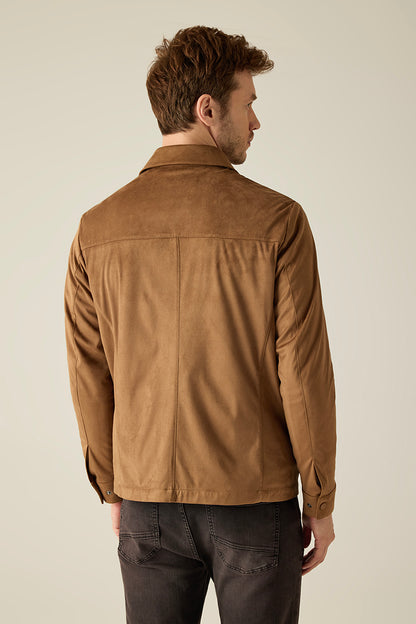 Men's safari jacket camel brown – suede look