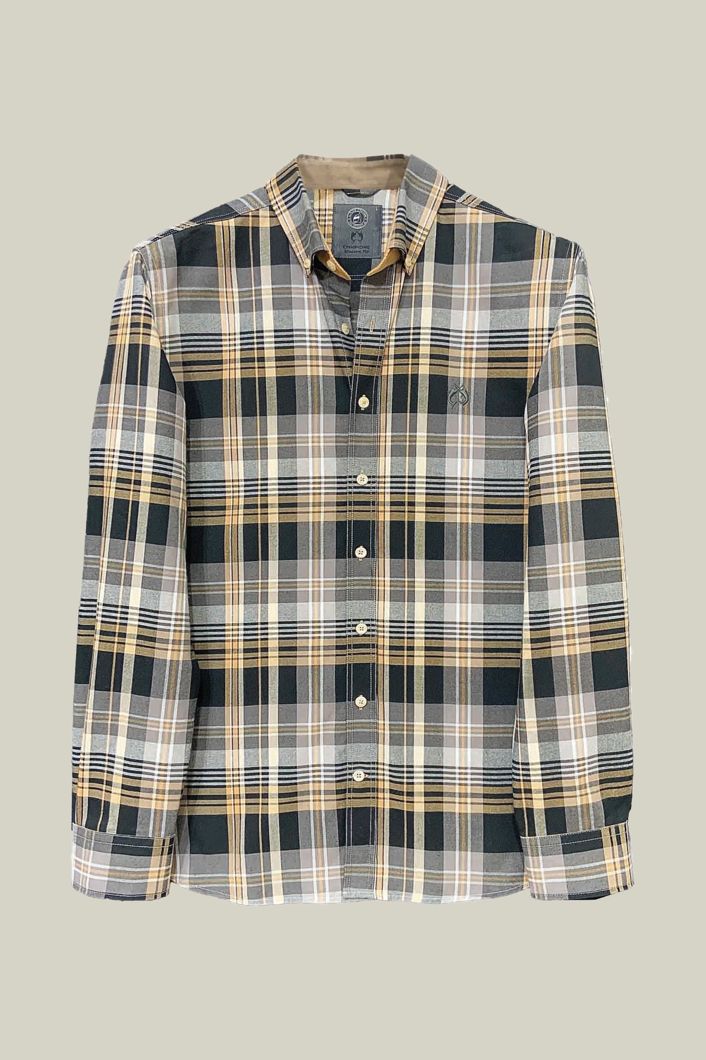 Men's Checked Shirt Grey-Yellow