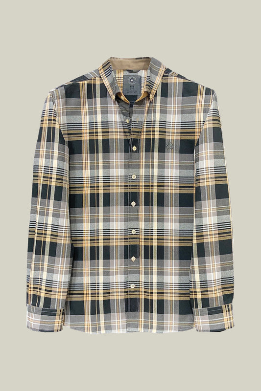 Herren Kariertes Hemd Grey-Yellow