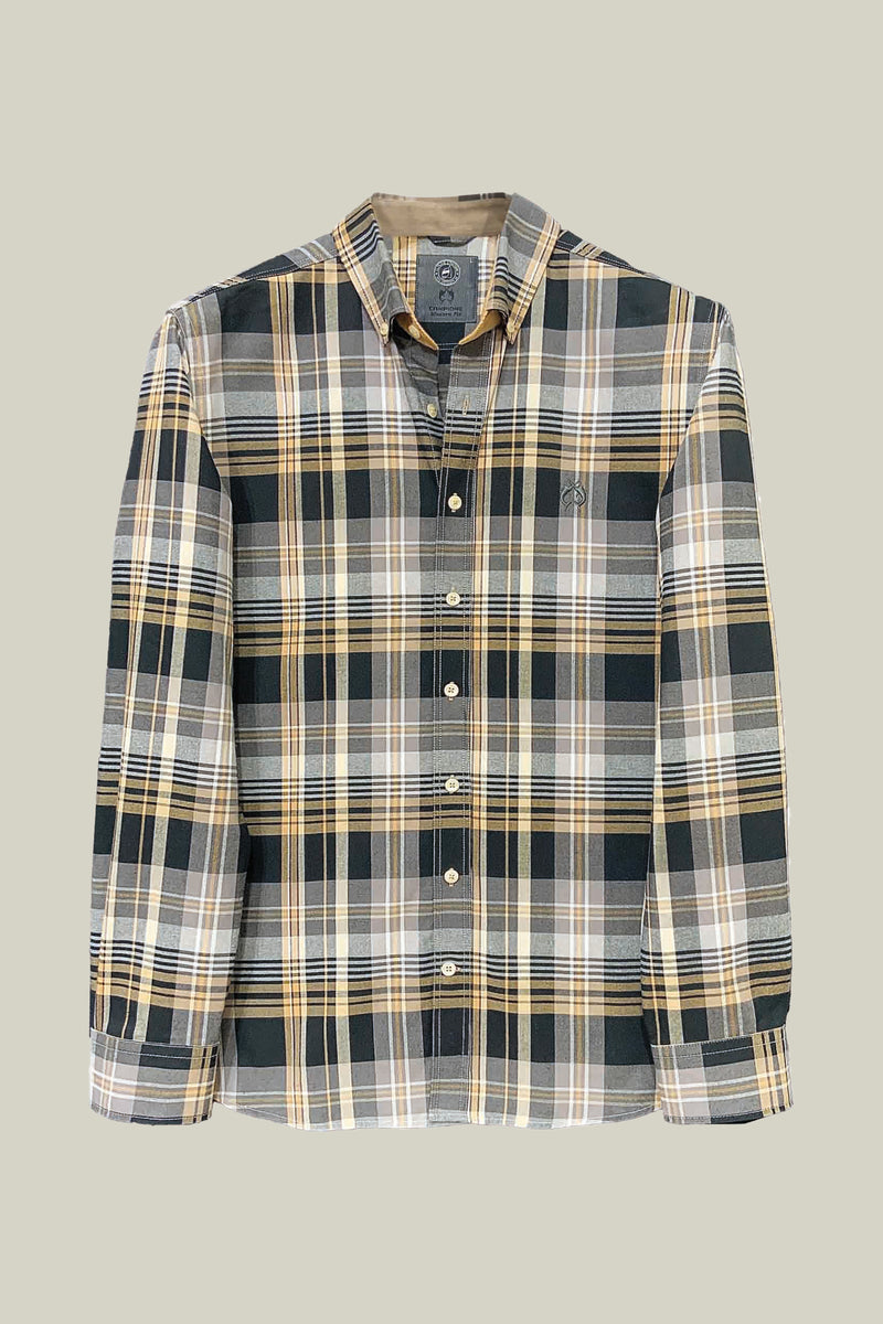 Men's Checked Shirt Grey-Yellow