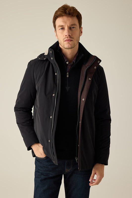 Herren Winterjacke Navy – Abnehmbare Kapuze