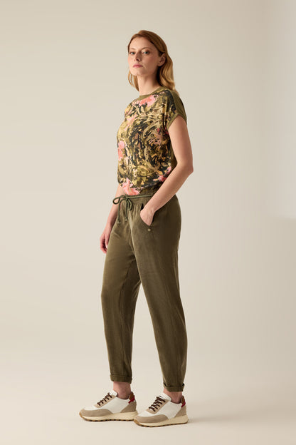 Women's linen trousers – khaki