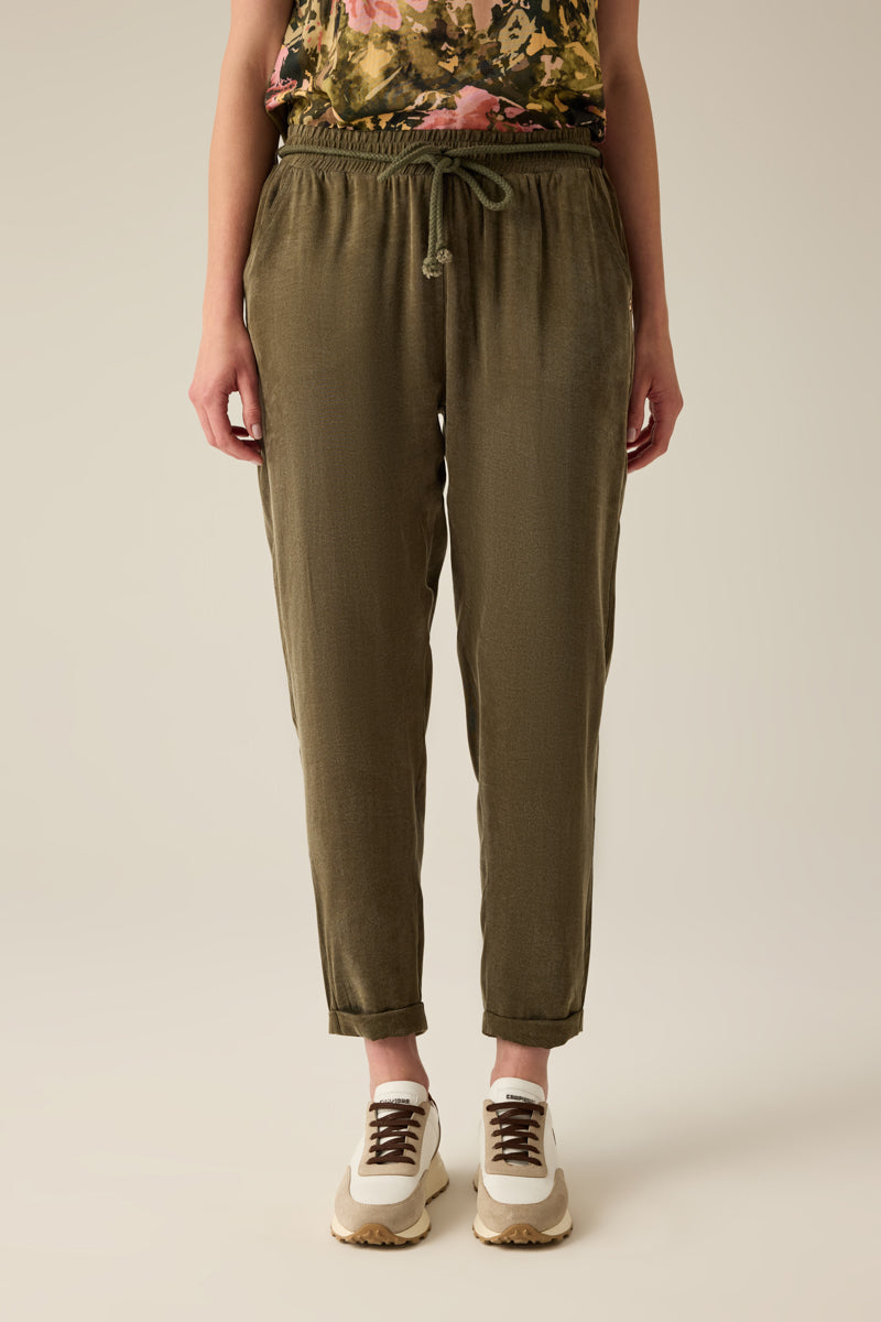 Women's linen trousers – khaki