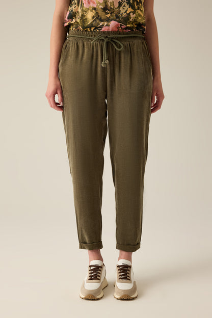Women's linen trousers – khaki