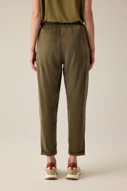Women's linen trousers – khaki