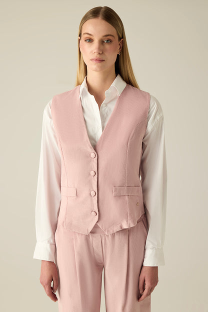 Damen Weste Rosa – Elegante Knopfleiste