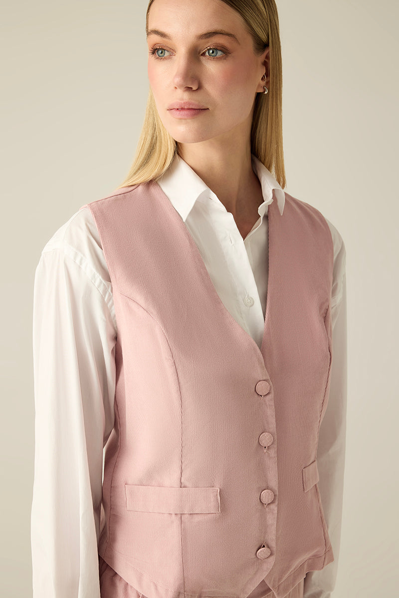 Damen Weste Rosa – Elegante Knopfleiste