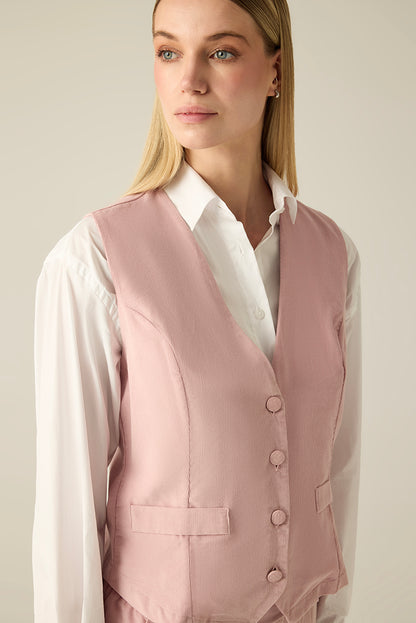 Damen Weste Rosa – Elegante Knopfleiste