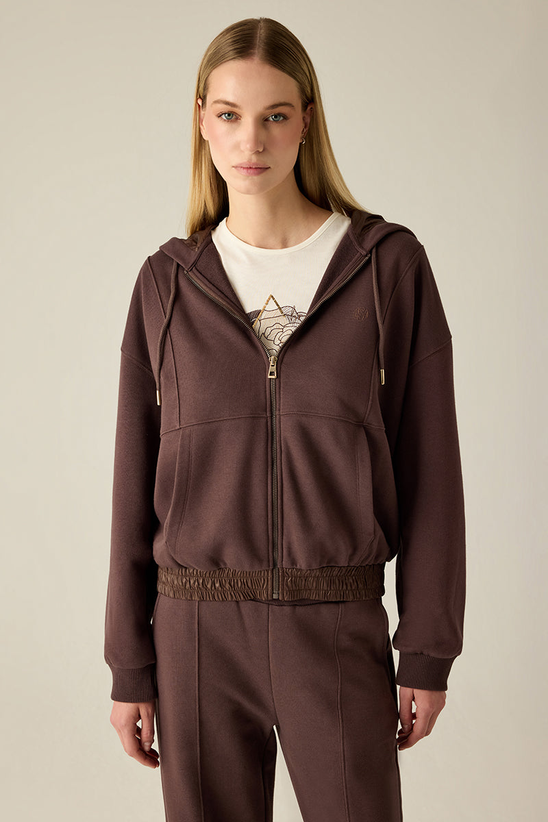 Women's Sweat Jacket Brown – Hooded Jacket