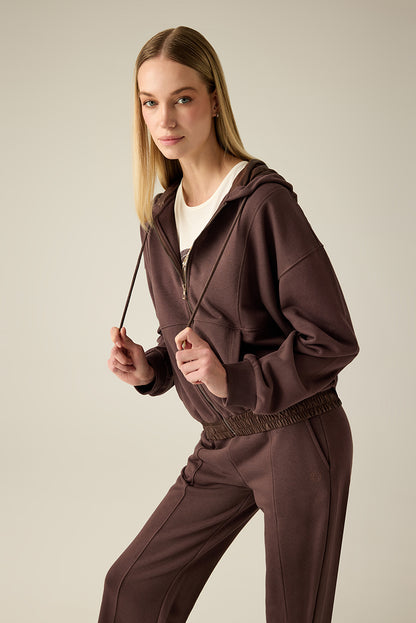 Women's Sweat Jacket Brown – Hooded Jacket