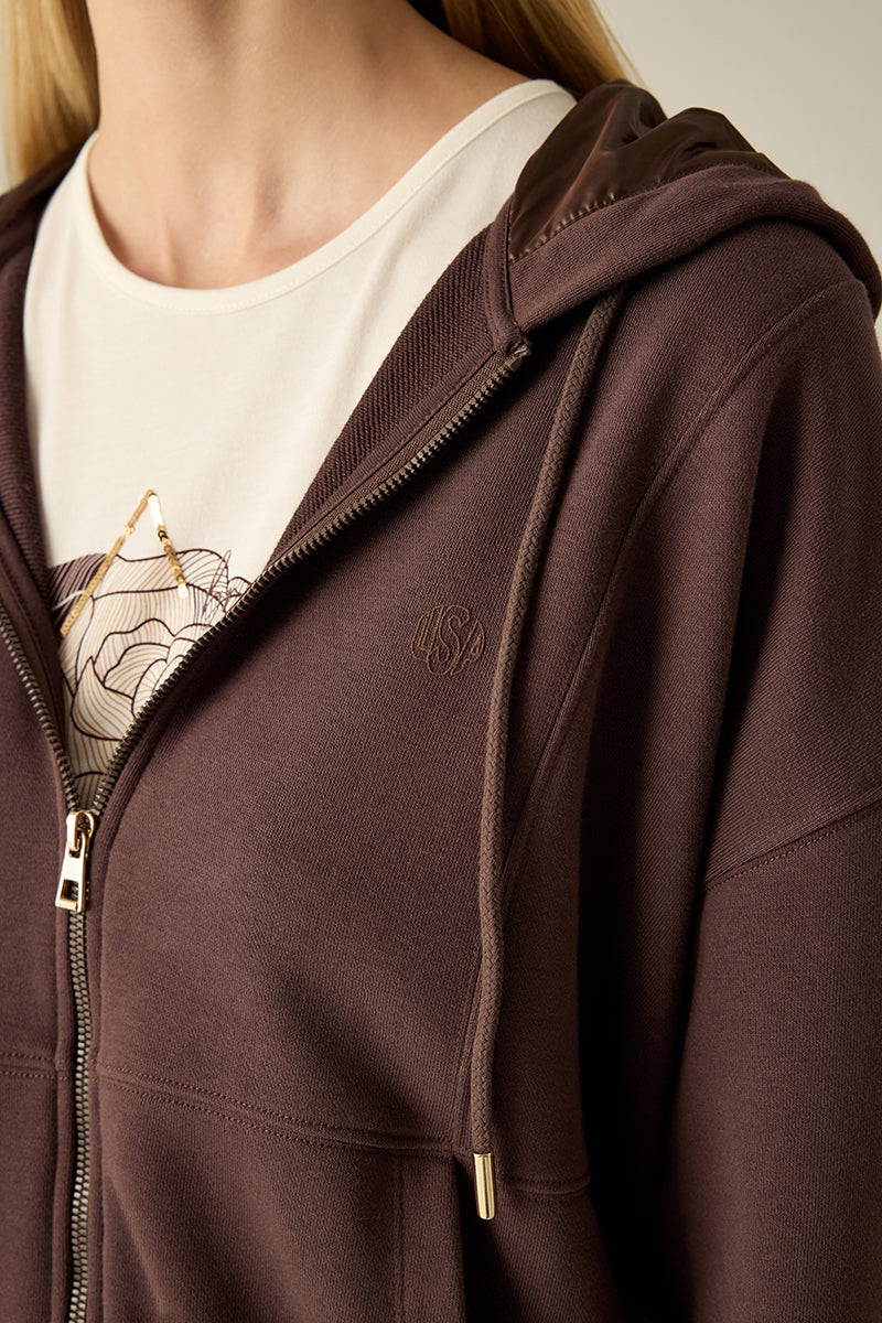 Damen Sweatjacke Brown – Kapuzenjacke