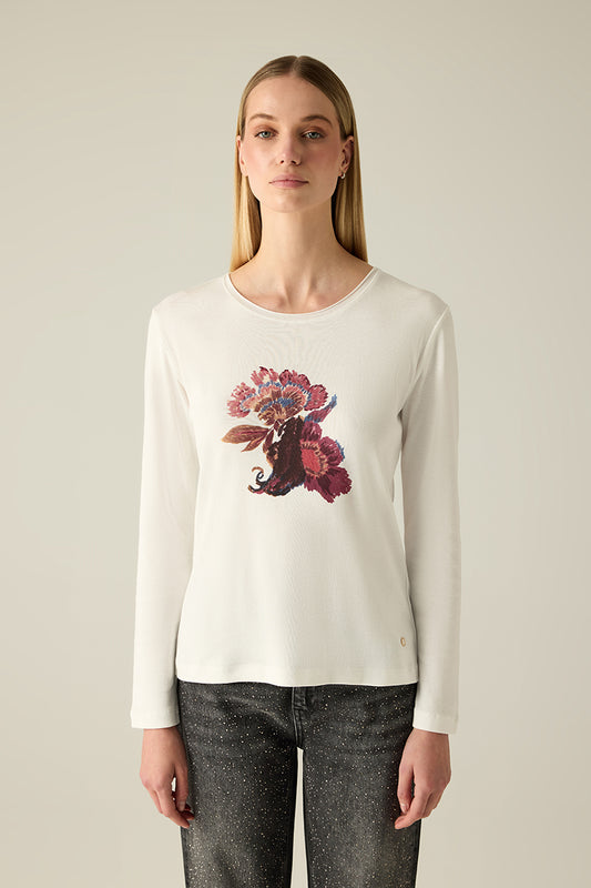 Women's long-sleeved shirt flower print