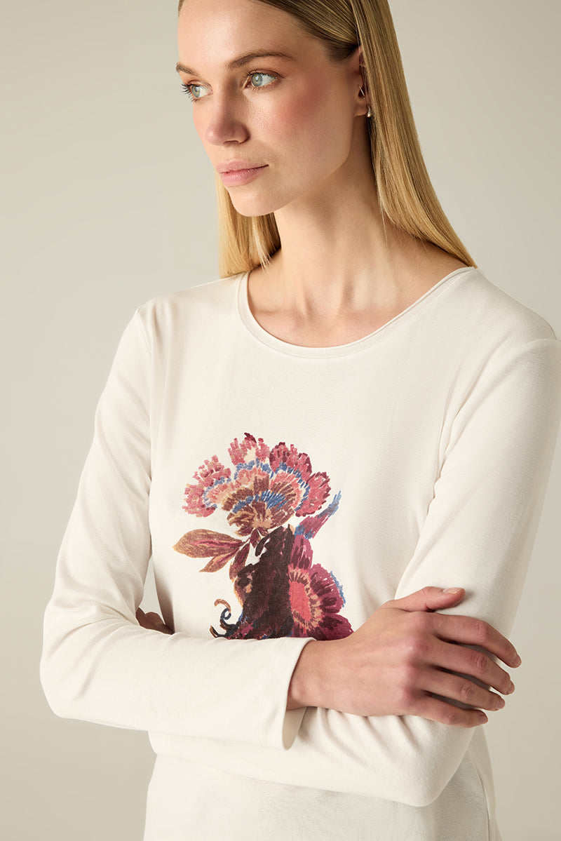 Women's long-sleeved shirt flower print