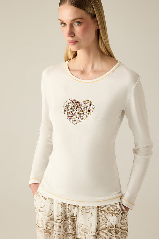 Women's long-sleeved shirt heart design