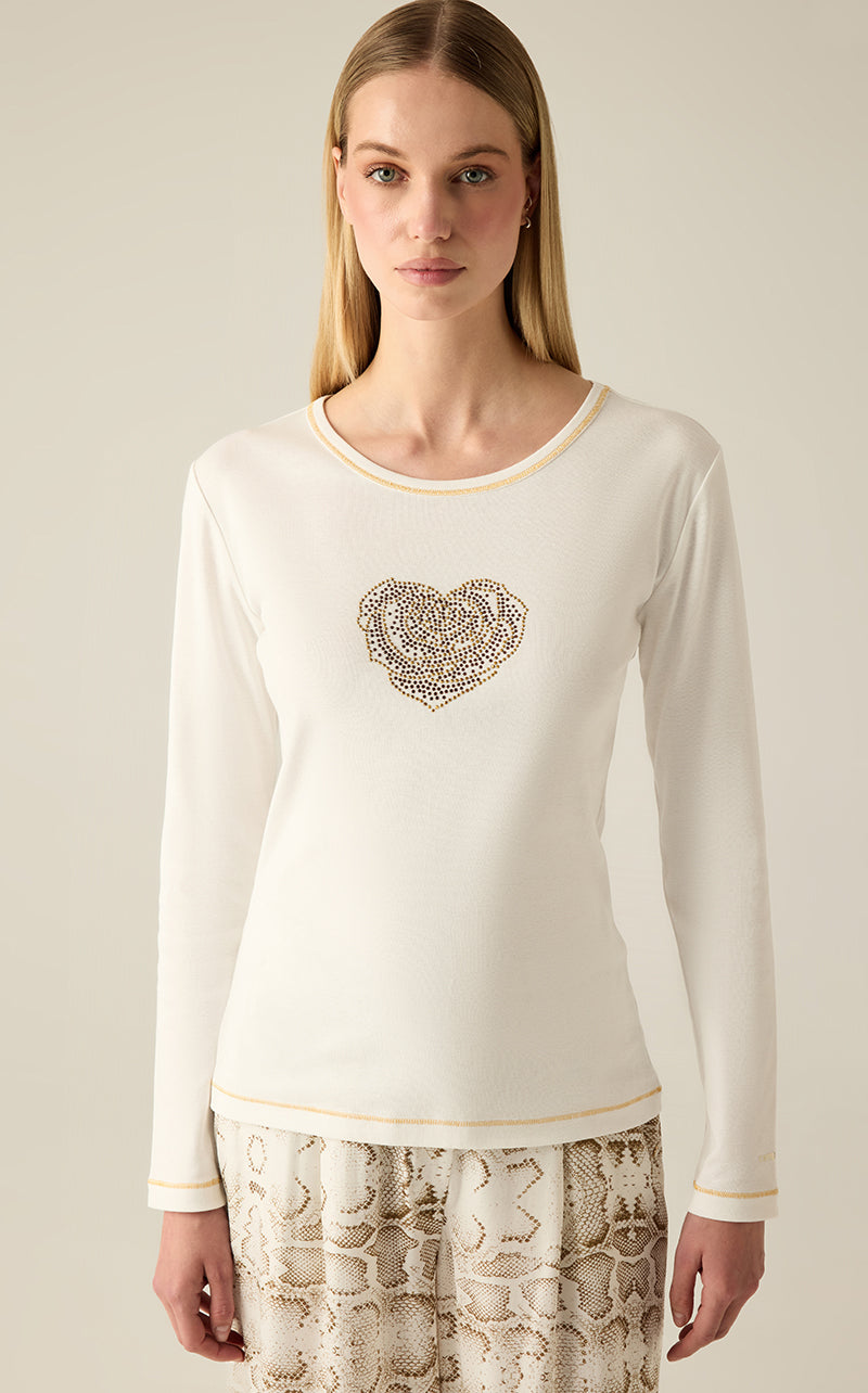 Women's long-sleeved shirt heart design