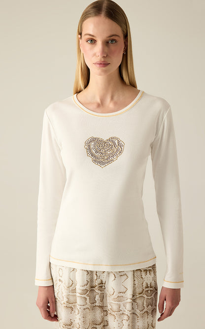 Women's long-sleeved shirt heart design