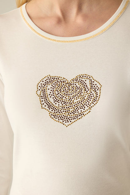 Women's long-sleeved shirt heart design