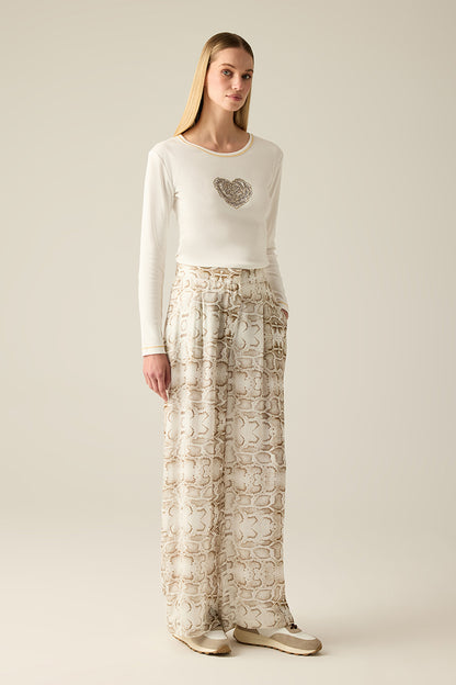 Women's viscose trousers with snake print