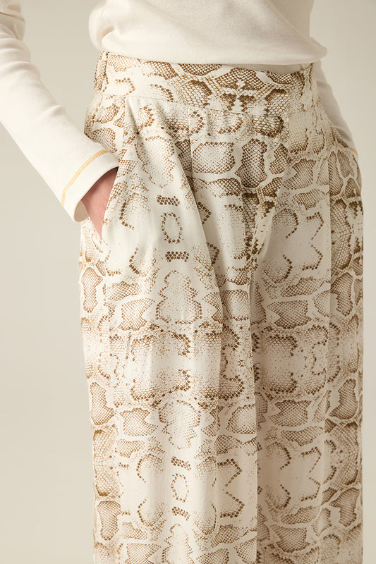 Women's viscose trousers with snake print