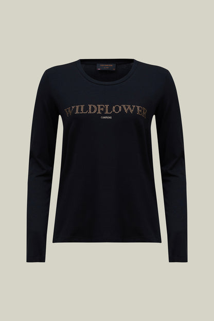 Long-sleeved shirt with Wildflower lettering – Black