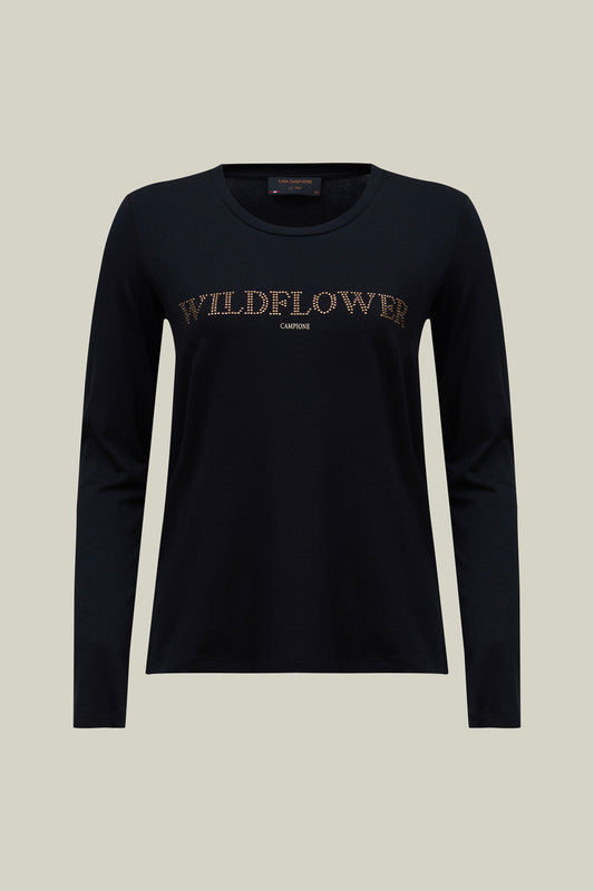 Long-sleeved shirt with Wildflower lettering – Black