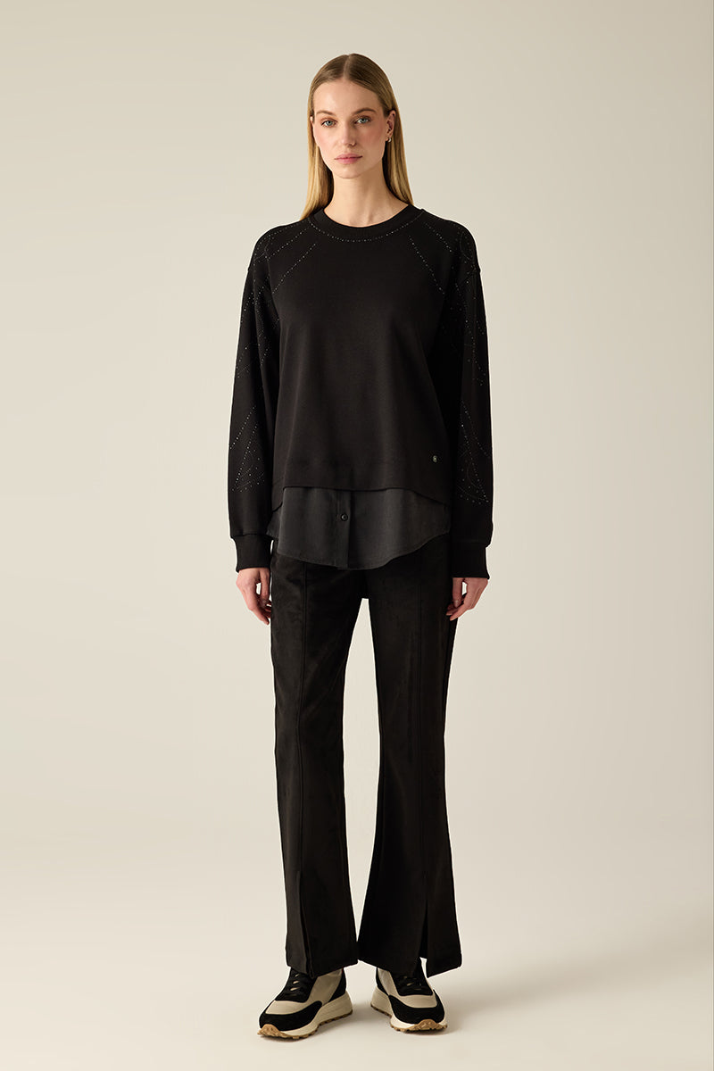 Black Sweatshirt mit Ziernieten