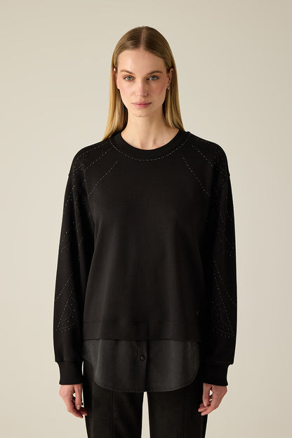 Black Sweatshirt mit Ziernieten