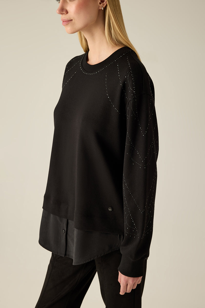 Black Sweatshirt mit Ziernieten