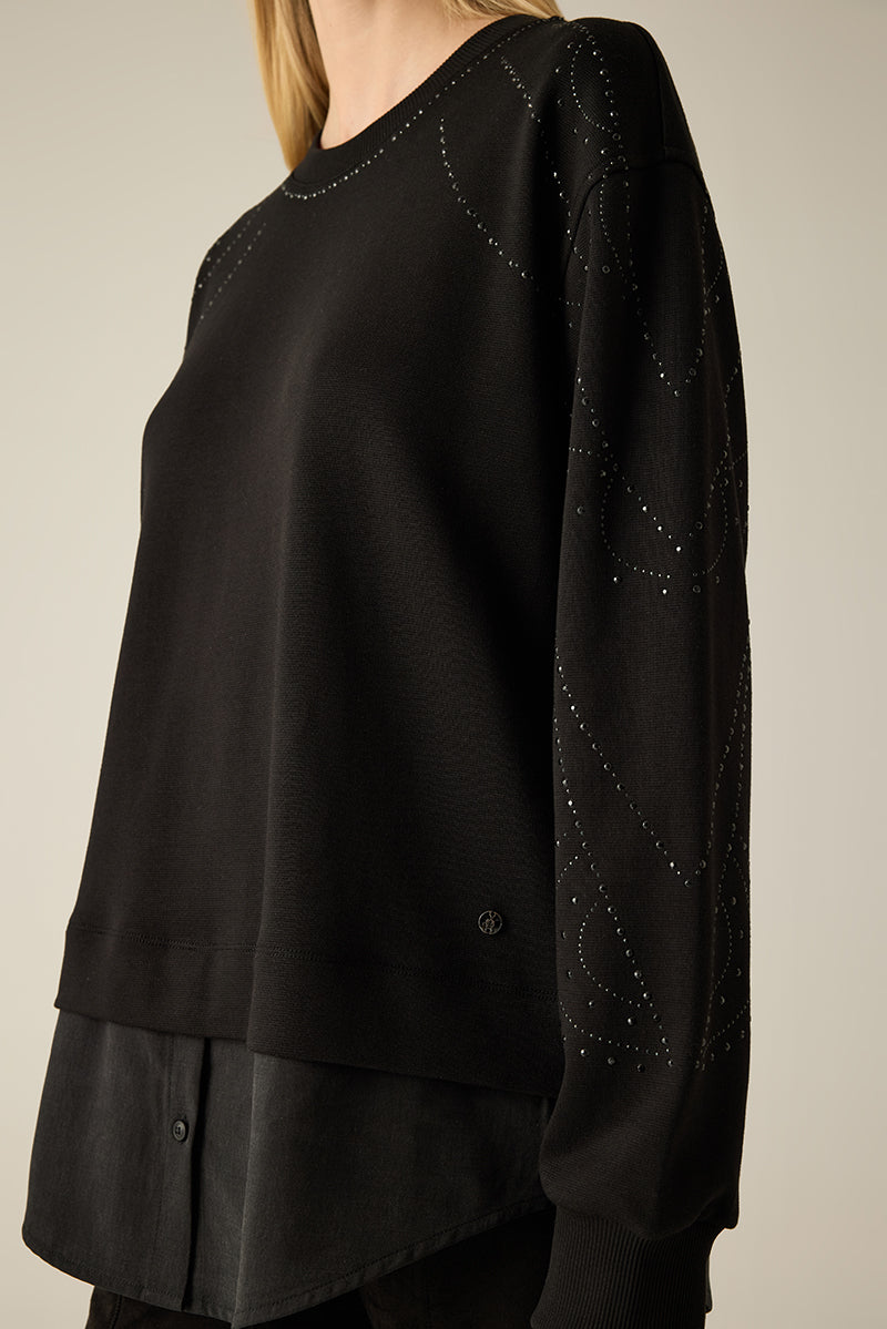 Black Sweatshirt mit Ziernieten