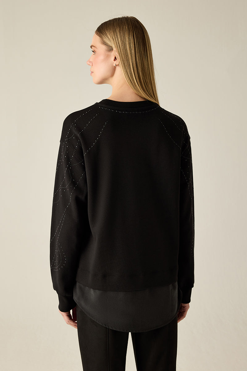 Black Sweatshirt mit Ziernieten