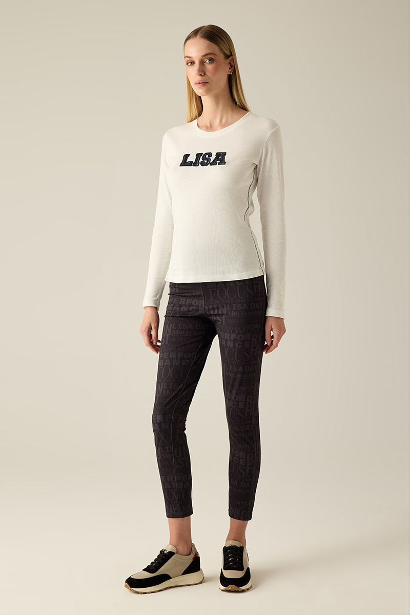 Langarmshirt aus Ripp-Jersey mit Rundhals & Pailletten-Stickerei – ideal für jeden Anlass.