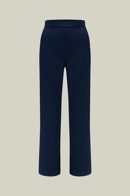 Women's Fabric Trousers, Navy, Elegant, Straight Leg