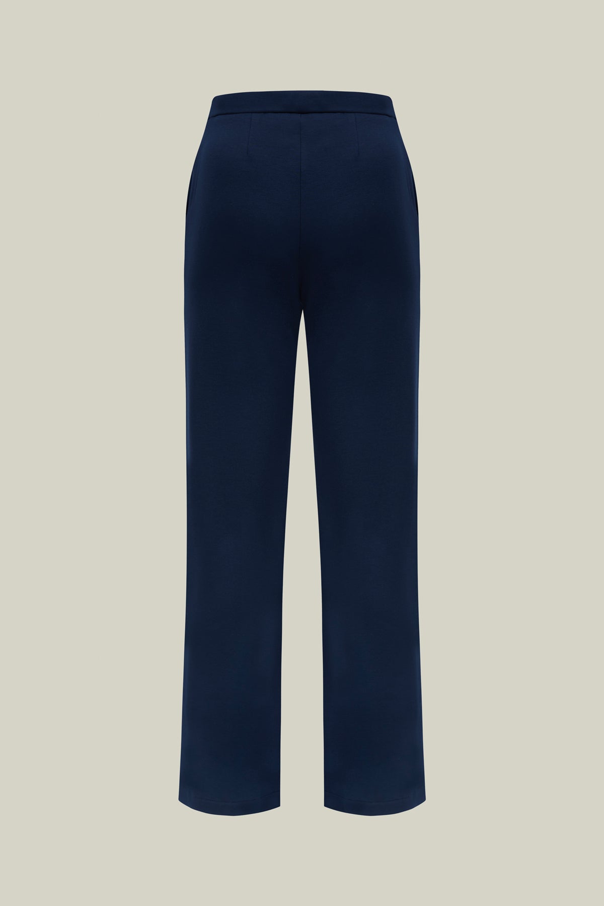 Women's Fabric Trousers, Navy, Elegant, Straight Leg