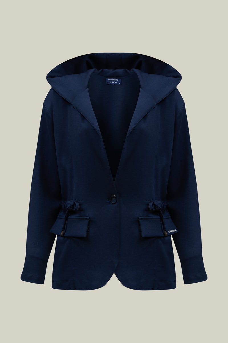 Kadın Blazer - Şık Lacivert Kapüşonlu Ceket