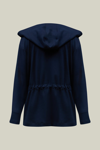 Women's Blazer – Navy Hooded Jacket with Style