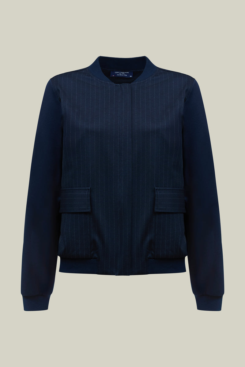 Kadın çizgili ceket – Lacivert