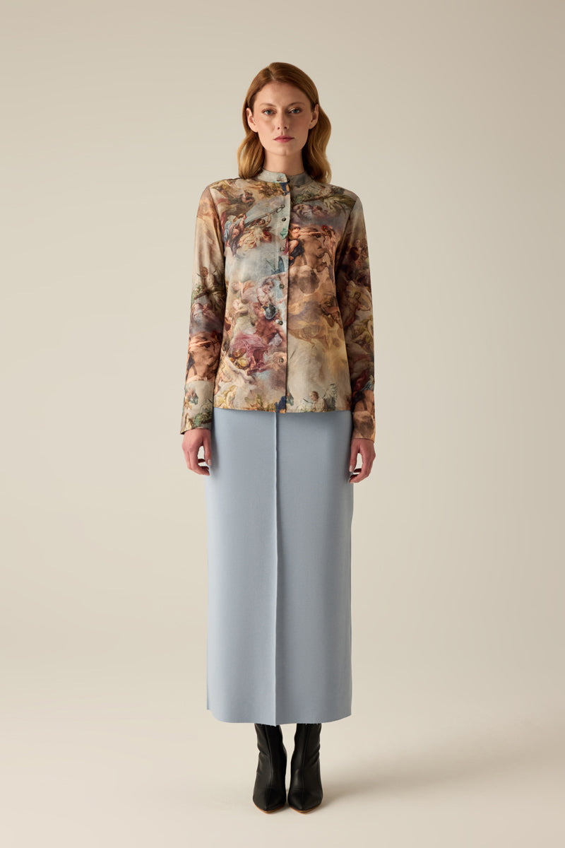 Barock Damen Bluse mit Kunstdruck