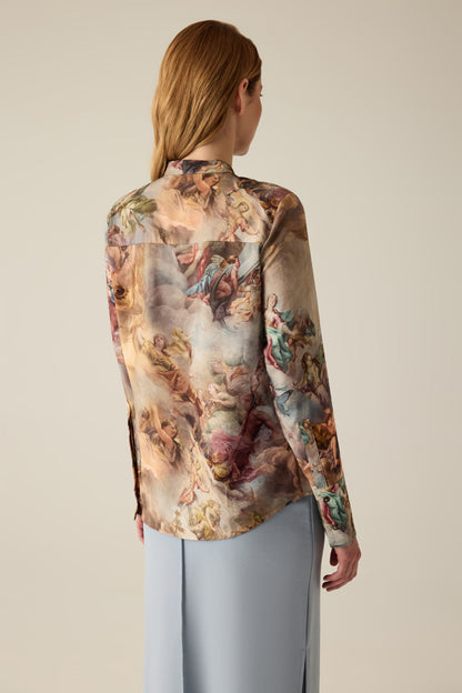 Barock Damen Bluse mit Kunstdruck