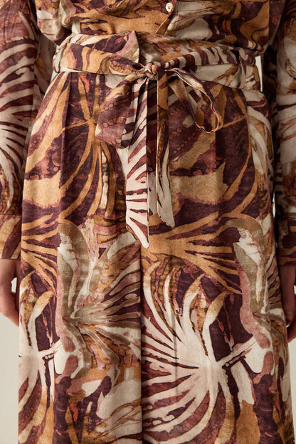 Women's leaf pattern trousers – Brown