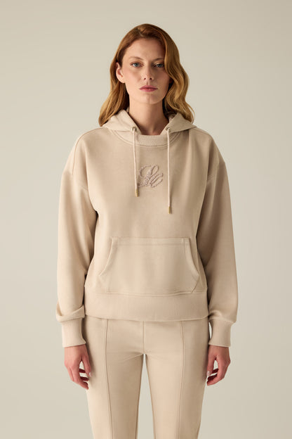Beige Damen Kapuzenpullover